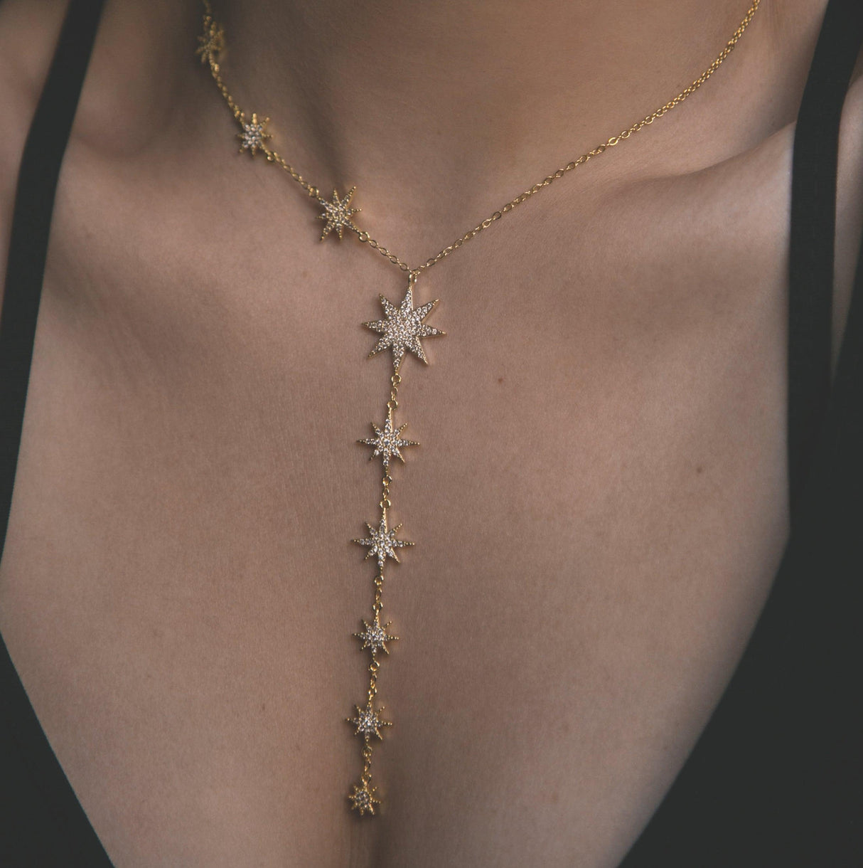 Juliet Star Burst Y Drop Necklace | 18K Gold Plated