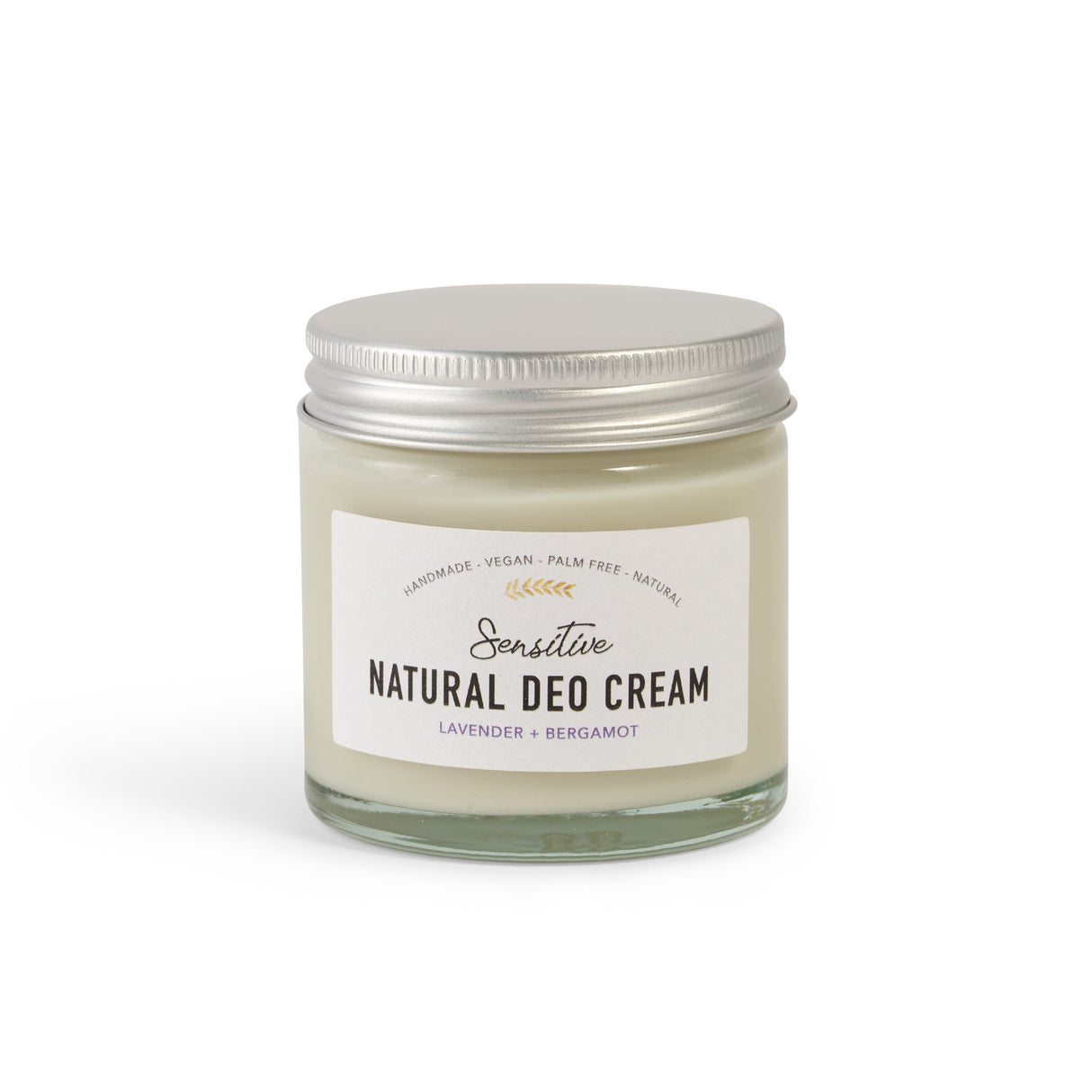 Natural Deodorant Cream for Sensitive Skin, Bergamot & Lavender, 60ml