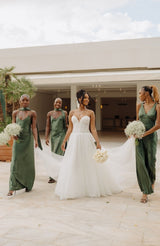 Brooklyn Dress in Olive Green Satin