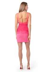 Ombre Hand-Beaded Embellished Mini Dress
