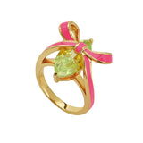 Amelia Bow Ring Bright Pink, Lime Green & Gold