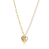 Pearl & Link Chain Heart Pendant