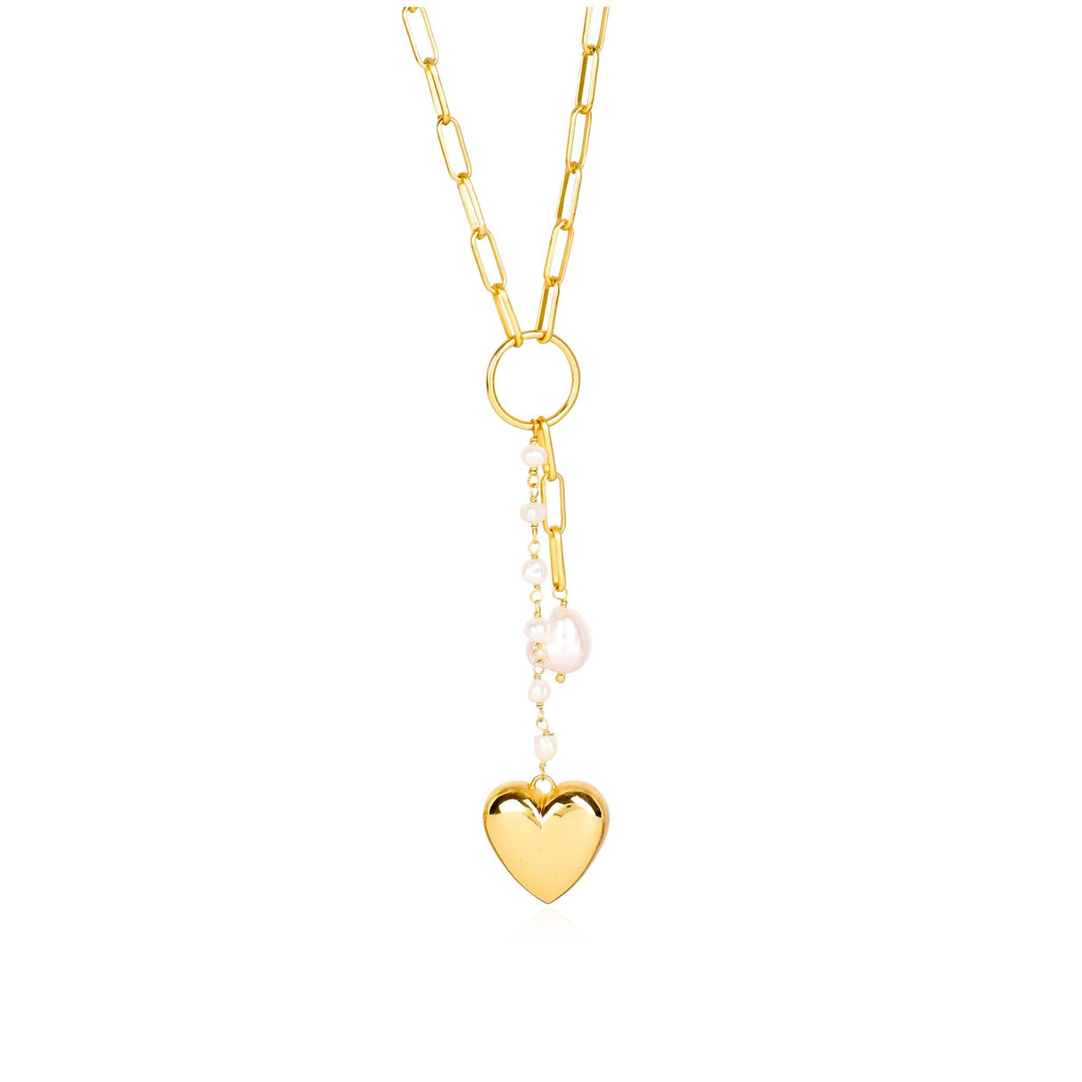 Pearl Heart  Drop Necklace