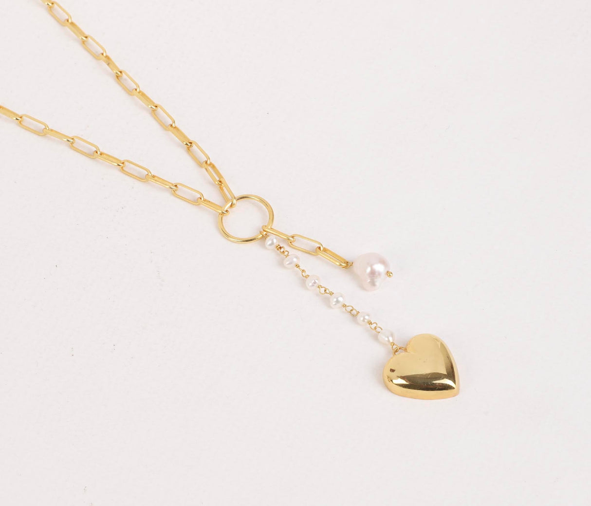 Pearl Heart  Drop Necklace