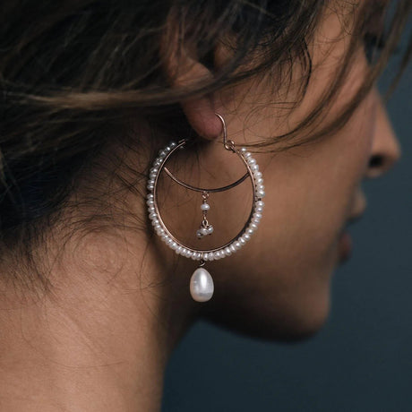 Pearly Drop Hoops
