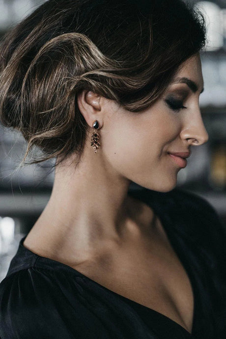 Petite Black and Rose Gold Crystal Drops