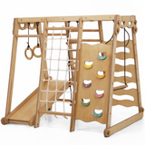 6in1 Toddler Wooden Climbing Frame -  Playground + Swings Set + Slide Board + Rope + Stairs