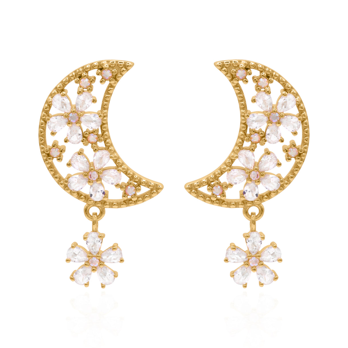 Posie Flower Moon Earrings | 18k Gold Plated