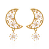 Posie Flower Moon Earrings | 18k Gold Plated
