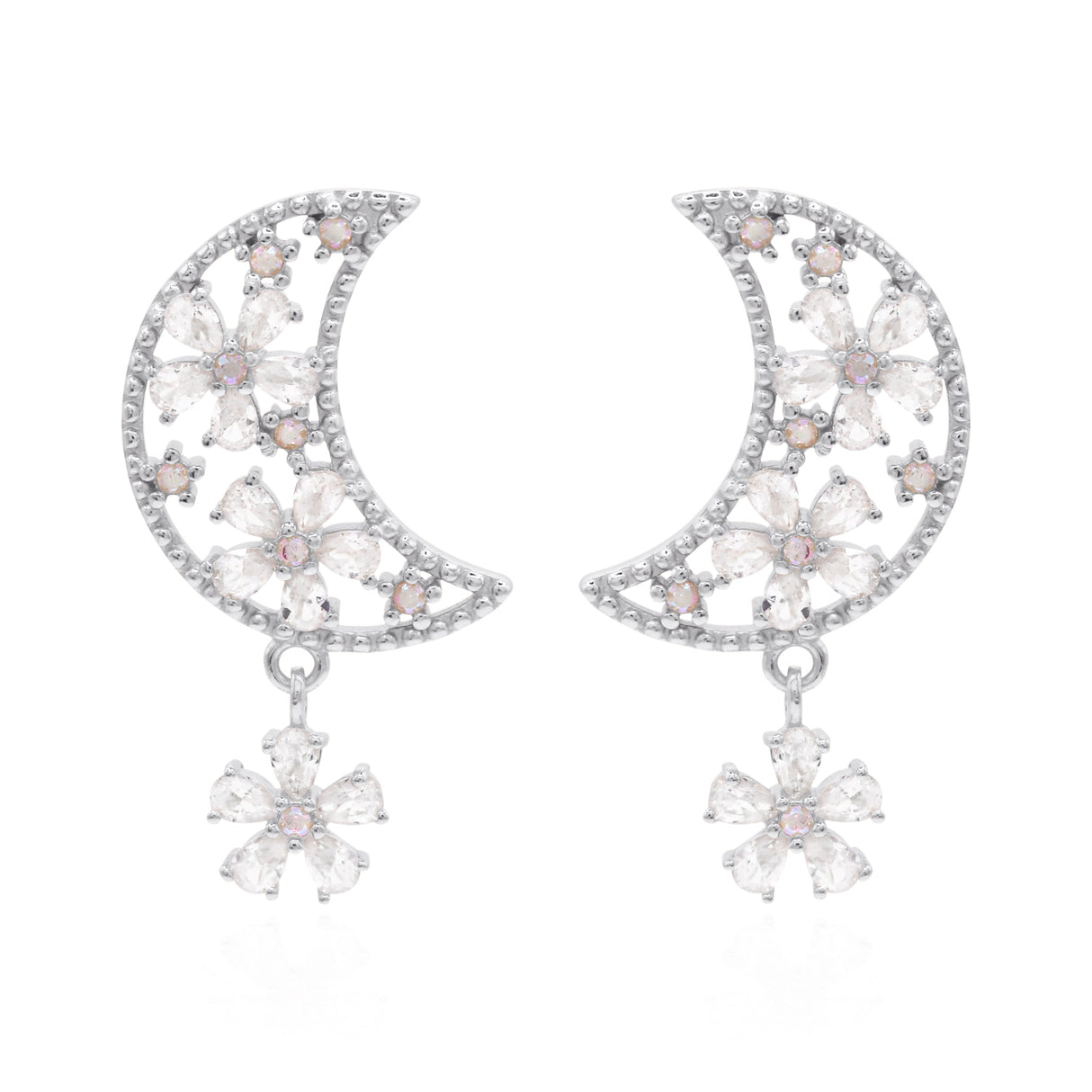 Posie Flower Moon Earrings | 925 Sterling Silver