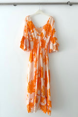 Printed Floral Maxi Dress Orange