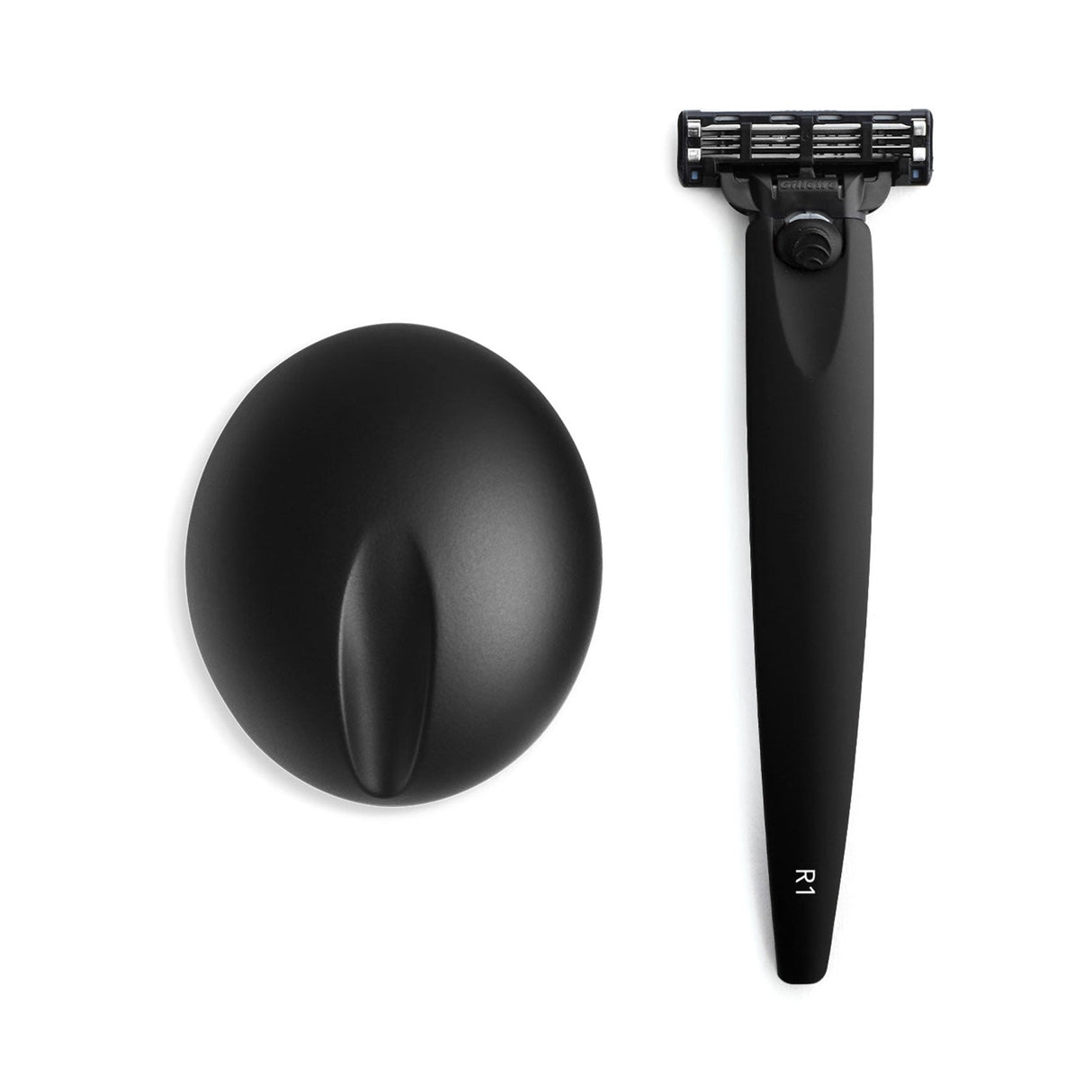 R1 Razor Matte Black and Stand - Gillette Mach3 Razor