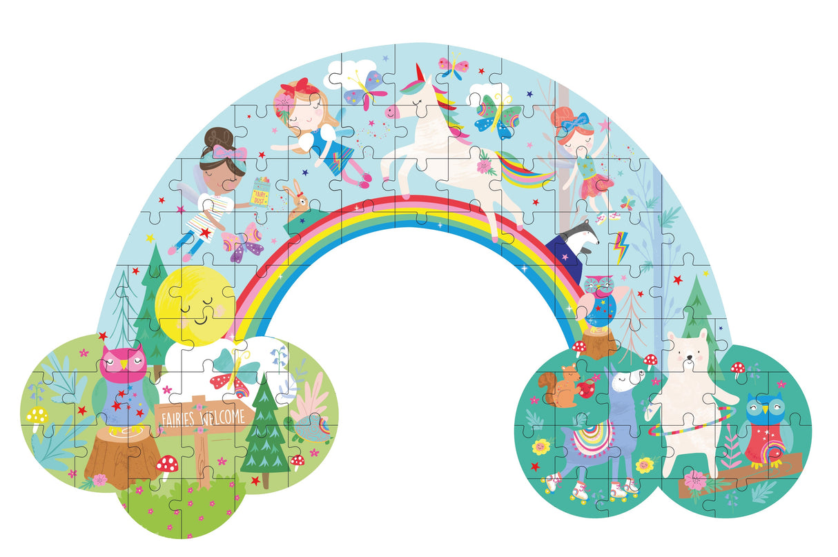 80 Piece "Rainbow" Shaped Jigsaw With Shaped Box - Rainbow Fairy