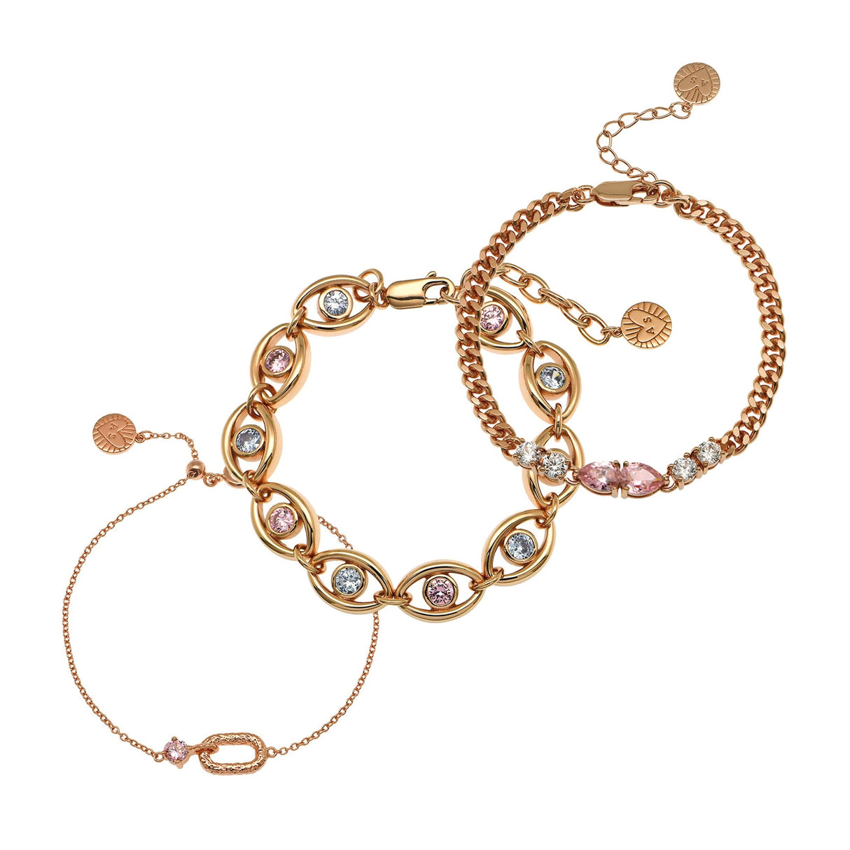 Blush Pink & Rose Gold Bracelet Stacking Set