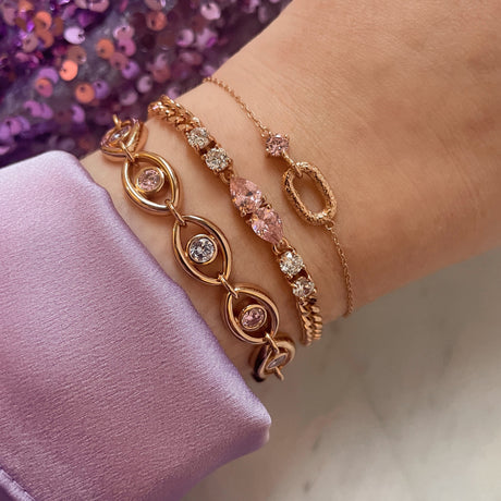 Amelia Antique Oval Bracelet, Pink & Rose Gold