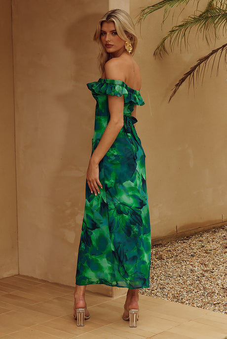 RUNAWAY LAYANA MIDI DRESS - CALISTA GREEN
