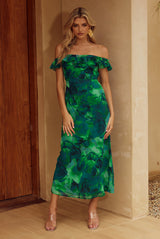 RUNAWAY LAYANA MIDI DRESS - CALISTA GREEN