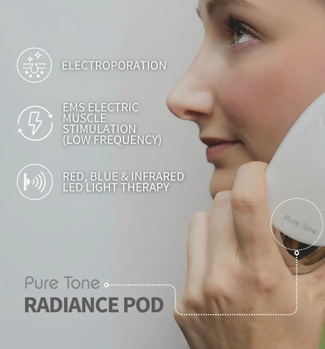 Radiance Pod Deluxe Set. Skin Lifting & Tightening Tool Plus Face-Up Gliding Gel