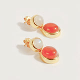 Red Carnelian and Moonstone Earring