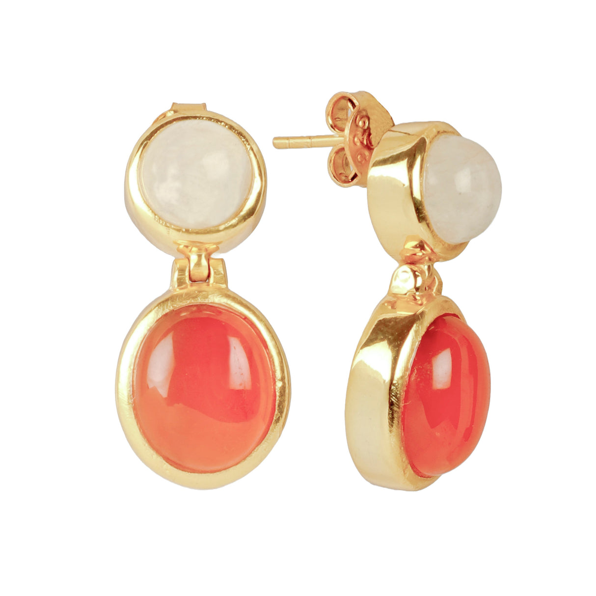 Red Carnelian and Moonstone Earring