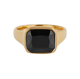 Square Gold Cocktail Ring: Black