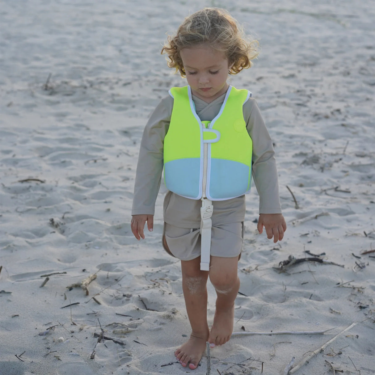 Salty the Shark Swim Vest Aqua Neon Yellow