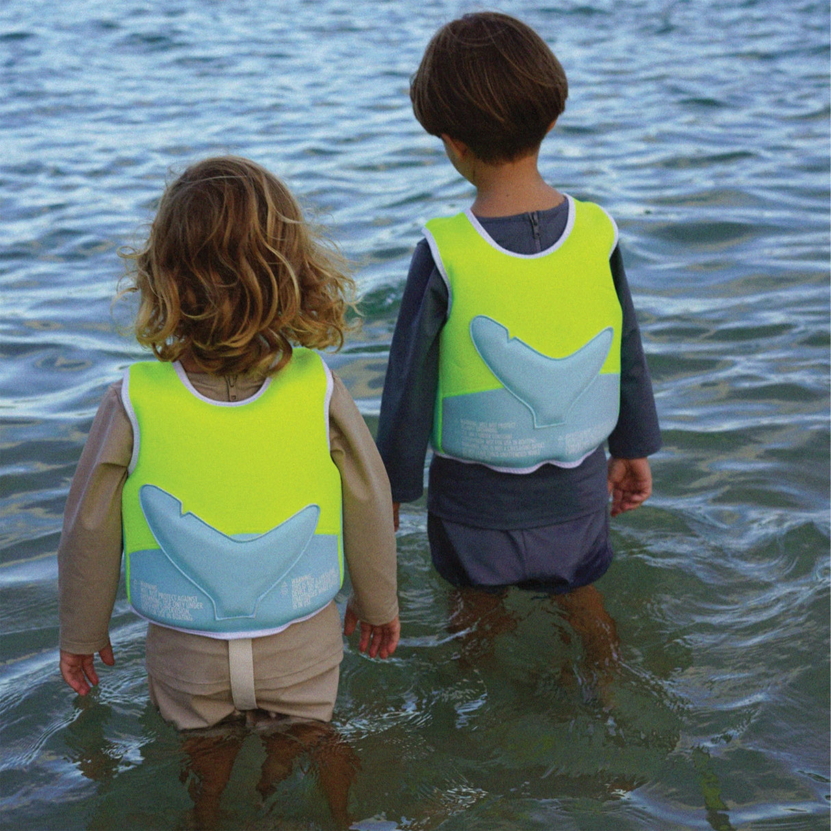 Salty the Shark Swim Vest Aqua Neon Yellow