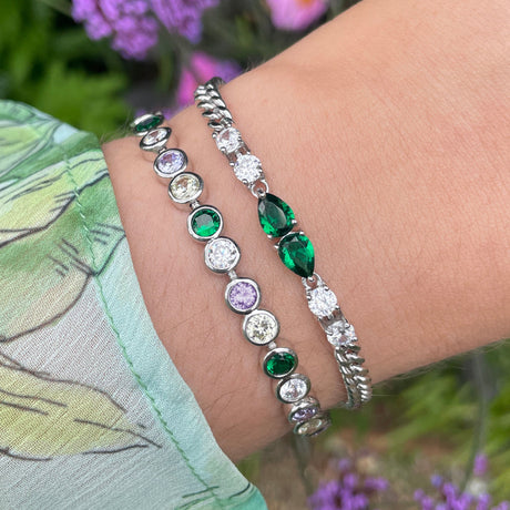 Sofia Teardrop Bracelet Emerald Green & Silver