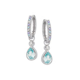 Sofia Teardrop Hoops Aquamarine, Lilac & Silver
