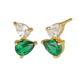 Sofia Stud Earrings, Emerald Green & Gold