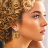 Rectangular Citrine Crystal Hoops