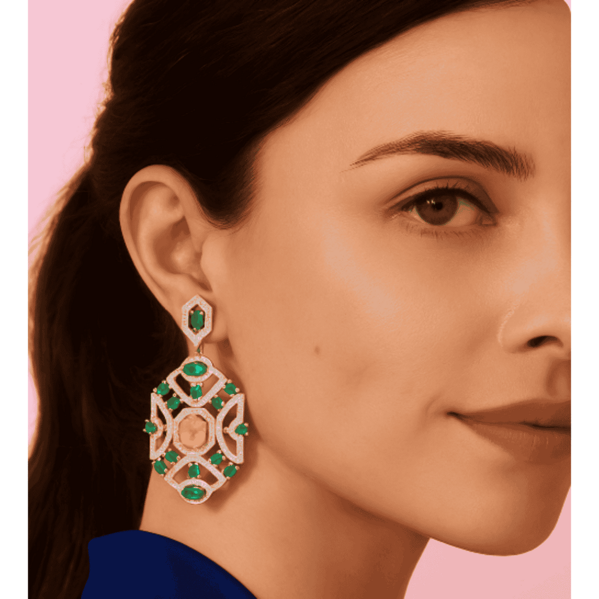 Norma Emerald and Canary Cubic Zirconium Deco Earrings