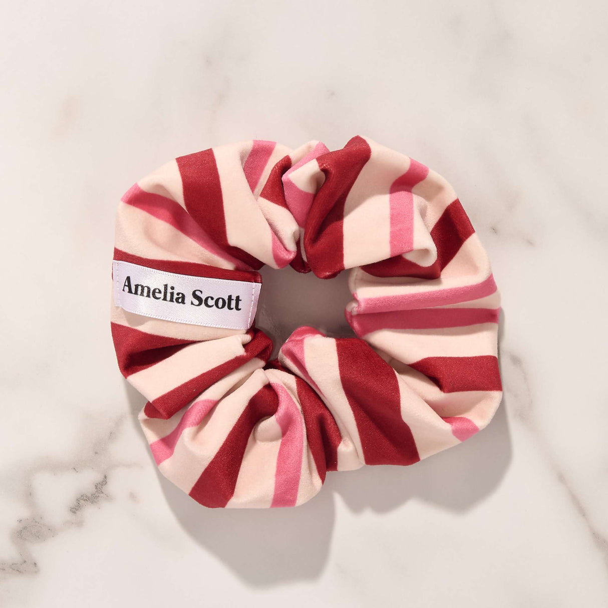 Lucy Rose & Merlot Stripe Velvet Scrunchie
