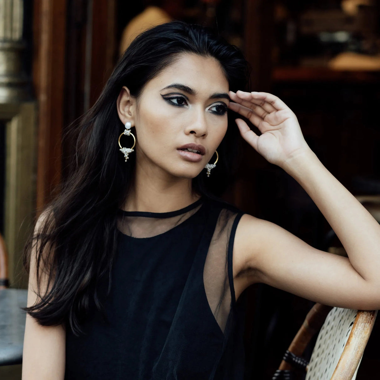 Seed and Baroque Pearl Mid Hoops