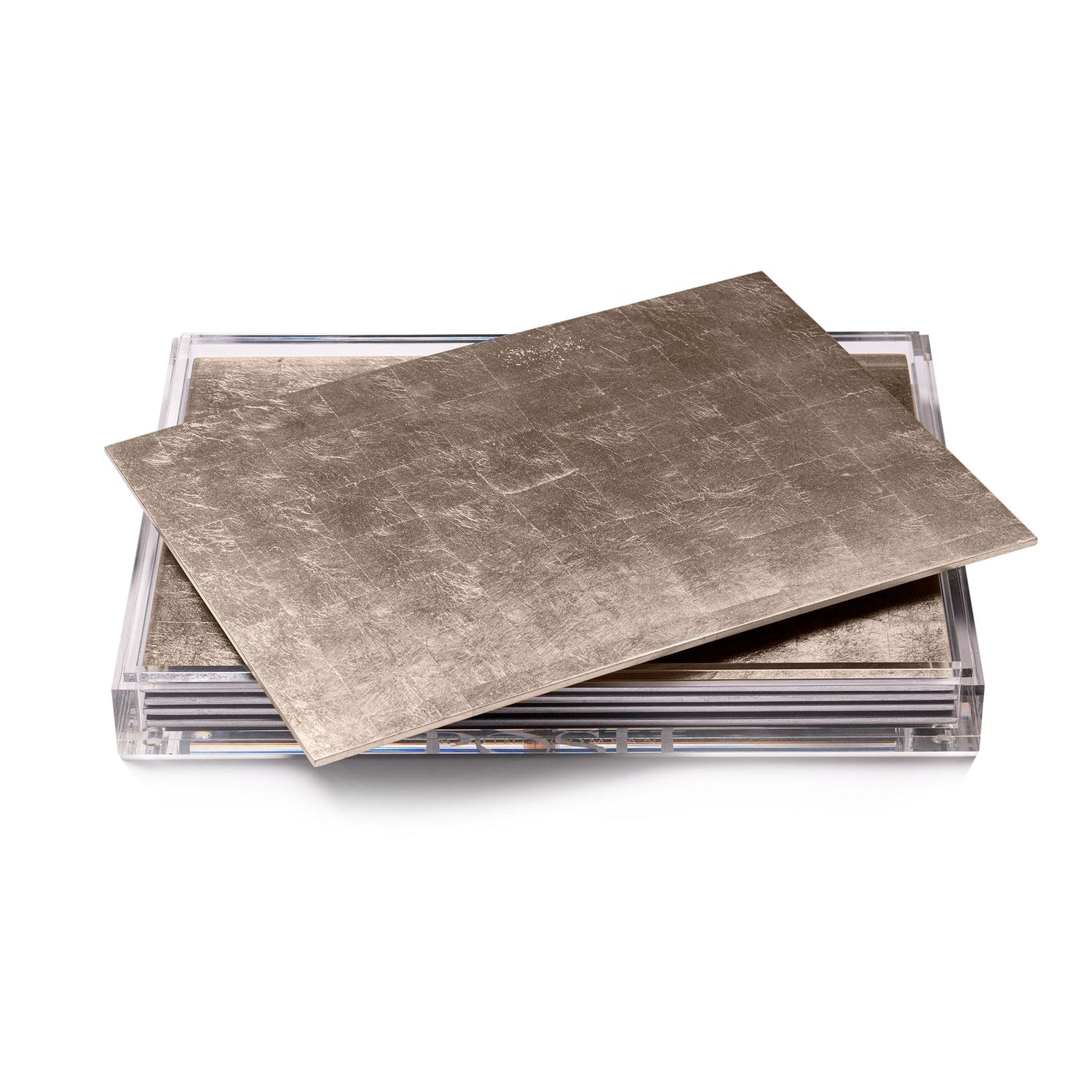 Servebox Clear Silver Leaf - Chic Matte Champagne