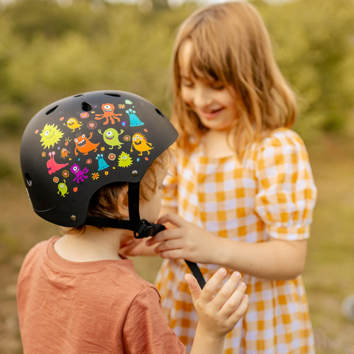 Monster Party Black - Kids Helmet