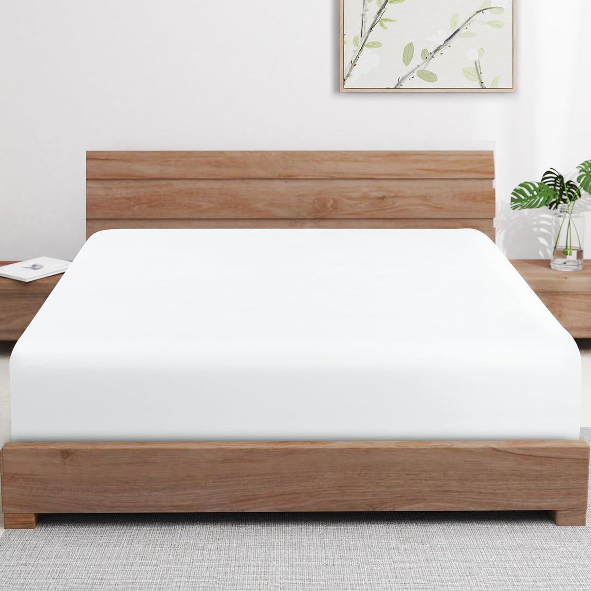 Bamboo Fitted Sheet in White (UK Standard)