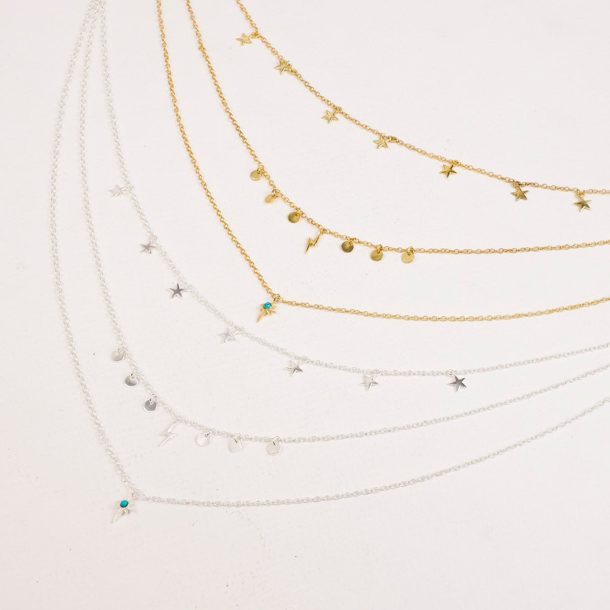 Star Gaze Triple Layer Night Sky Necklace Silver