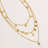 Star Gaze Triple Layer Night Sky Necklace Gold