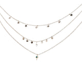 Star Gaze Triple Layer Night Sky Necklace Silver
