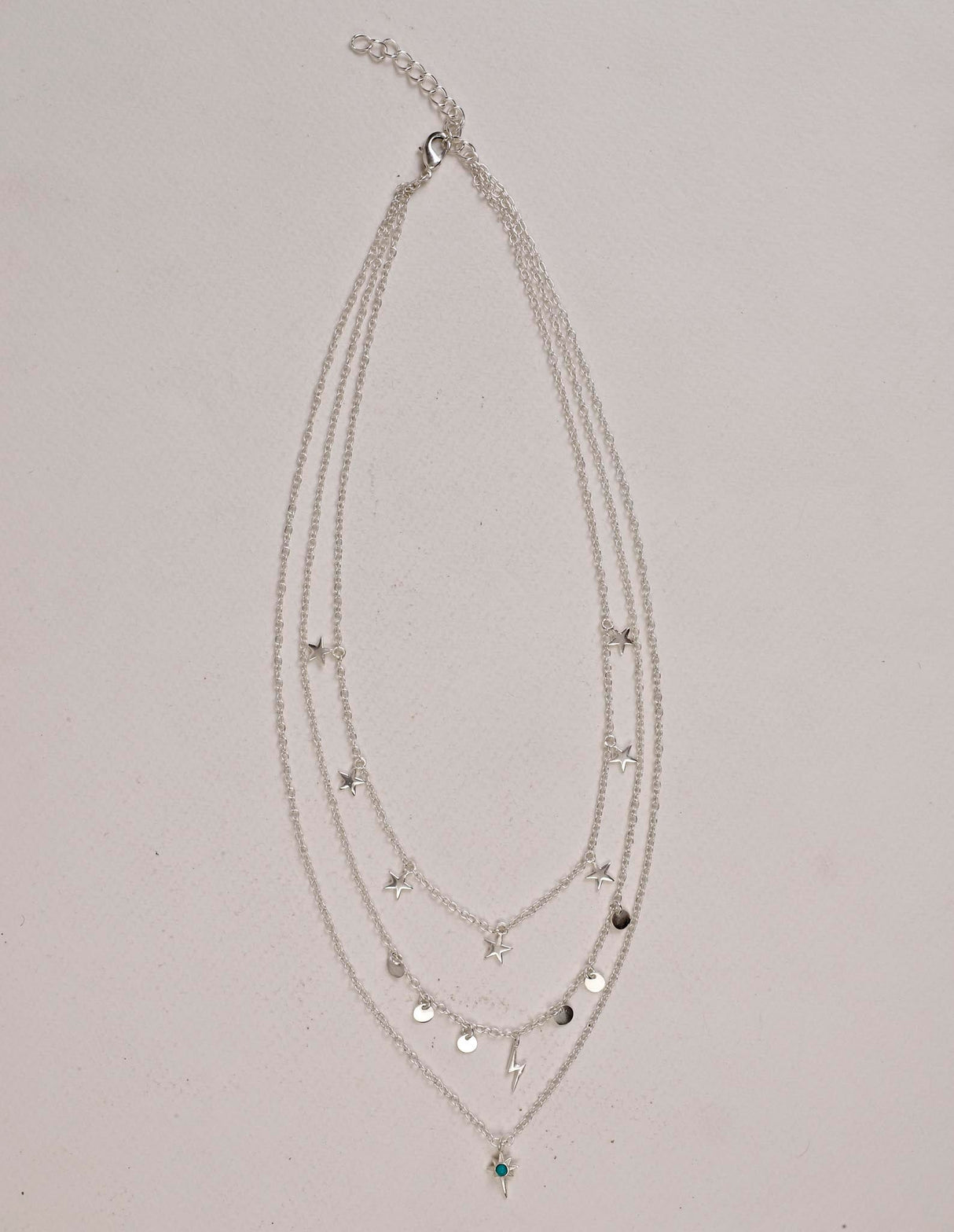 Star Gaze Triple Layer Night Sky Necklace Silver