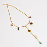 Stellar Elegance - 7 Healing Stones Drop Necklace