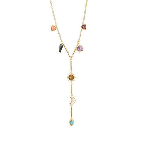 Stellar Elegance Combo  - 7 Healing Stones Drop Necklace & Multilayer Drop Earrings