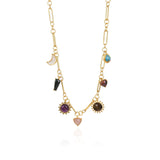 Stellar Elegance - 7 Healing Stones Link Chain Necklace
