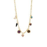 Stellar Elegance - 7 Healing Stones Link Chain Necklace