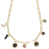 Stellar Elegance - 7 Healing Stones Link Chain Necklace