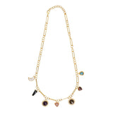 Stellar Elegance  Combo - 7 Healing Stones Drop Earrings &  Link Chain Necklace