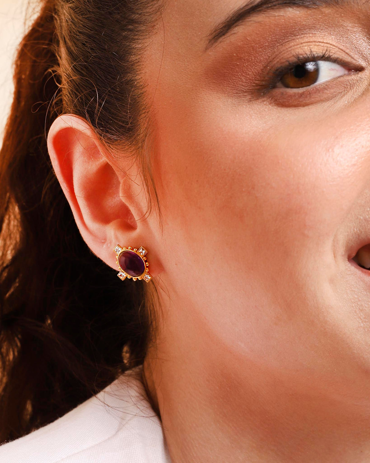 Amethyst CZ Earrings "Stellar Elegance"