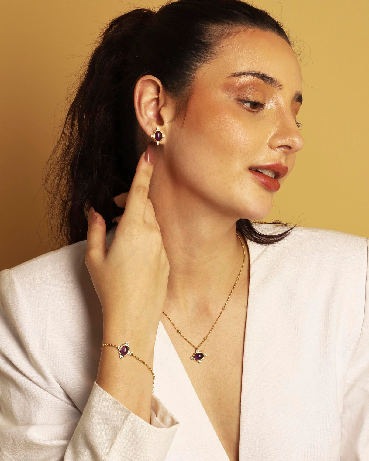 Amethyst CZ Bracelet " Stellar Elegance"