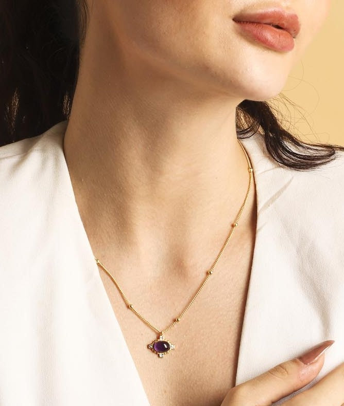 Amethyst CZ Necklace "Stellar Elegance"